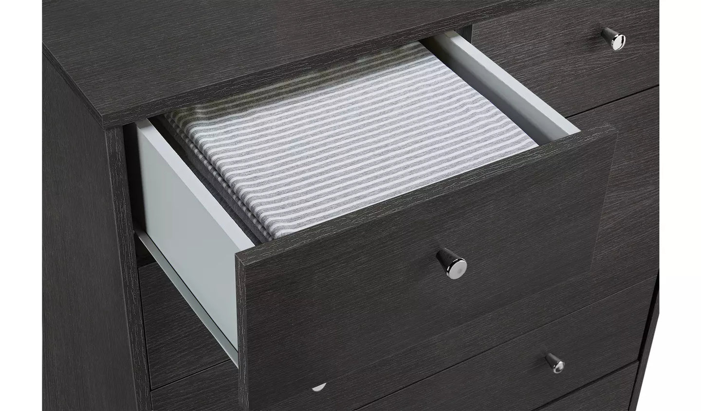 Assembled Malibu 7 Drawer Chest - Black Oak Effect